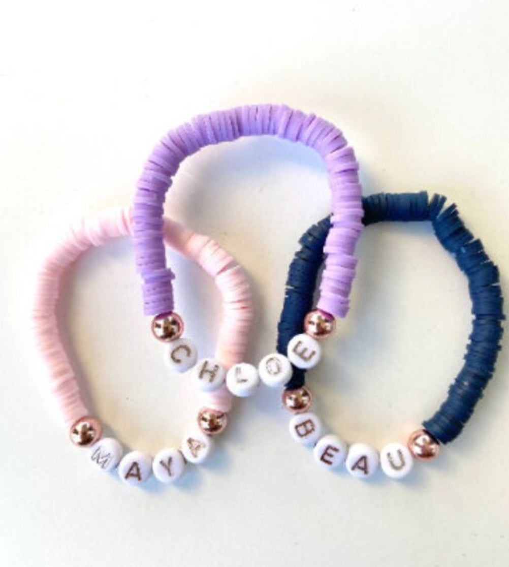 Name bracelets! (Pick color! And email or use the contact page to tell me you’re name!)