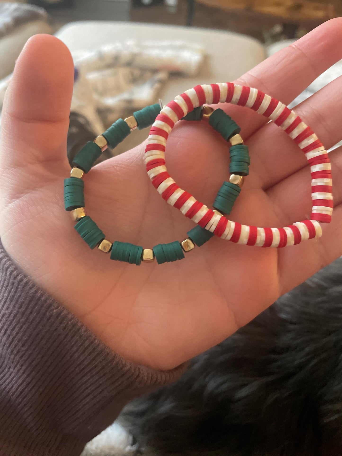 Evergreen 🌲 & ❤️ Candy cane 🤍 Bracelets