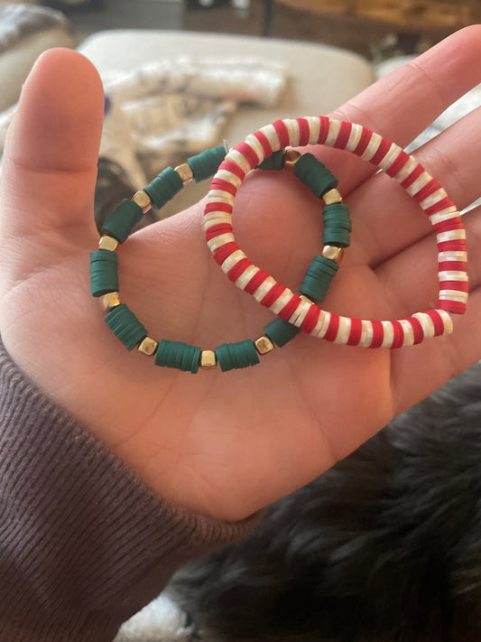 Evergreen 🌲 & ❤️ Candy cane 🤍 Bracelets